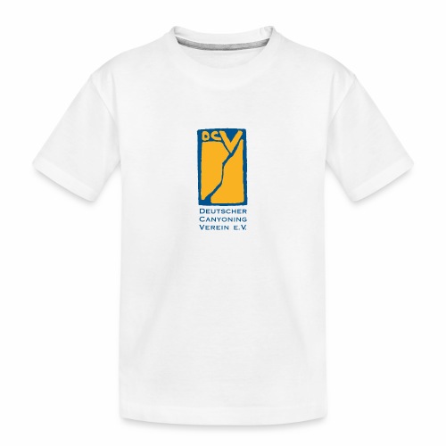 DCV T-Shirt Gründungslogo Blau Goldgelb Schrift - Teenager Premium Bio T-Shirt