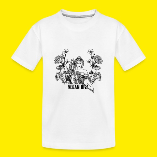 Vegan Diva - dame med blomster - Premium økologisk T-skjorte for tenåringer
