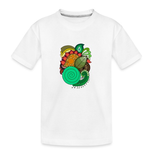 Coloured Leaf Mandala - Teenager Premium Organic T-Shirt