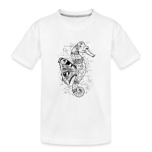 Fantasie-Seepferdchen in Schwarz - Teenager Premium Bio T-Shirt