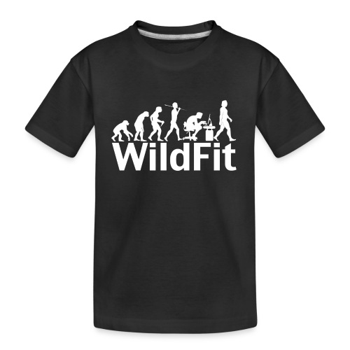 WildFit Logo Evolution Weiß - Teenager Premium Bio T-Shirt