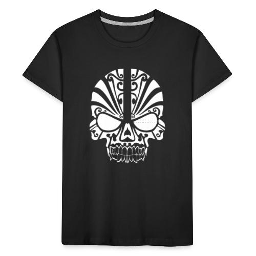 Tribal Skull white mit Logo - Teenager Premium Bio T-Shirt