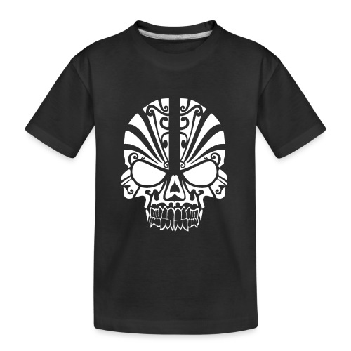 Tribal Skull white mit Logo - Teenager Premium Bio T-Shirt