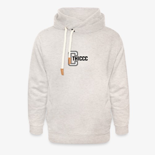 thiccc logo WHITE and BLACK - Unisex Shawl Collar Hoodie