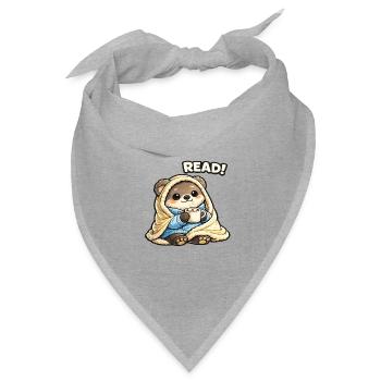 Kuschelbär Lesezeit Unter Decke - Bandana Dreieckstuch - Grau meliert - Vorne