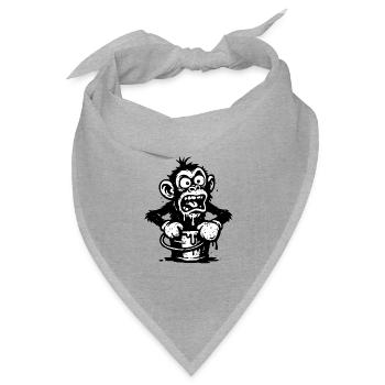 Affe im Eimer | Schockierter Affe mit Tropf-Design - Bandana Dreieckstuch - Grau meliert - Vorne