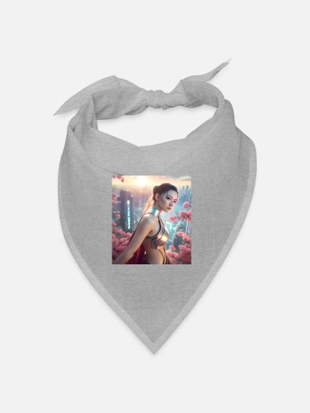 Cyber-Prinzessin über der Stadt _ GBC - Bandana Dreieckstuch - Grau meliert