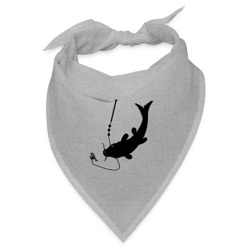Fisch am Köder am Haken Logo - Bandana Dreieckstuch - Grau meliert - Vorne