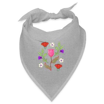 Tulpenstrauß Floral Muster - Bandana Dreieckstuch - Grau meliert - Vorne