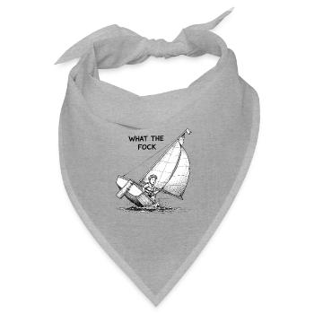 What the Fock – Segelboot Cartoon - Bandana Dreieckstuch - Grau meliert - Vorne