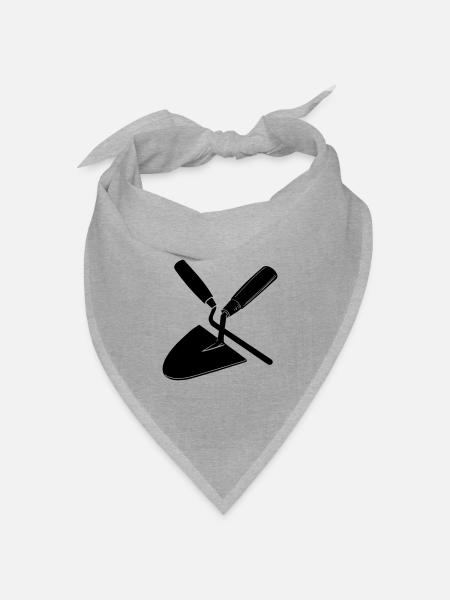 Fugennagel und Kelle, Maurerwerkzeuge - Bandana Dreieckstuch - Grau meliert
