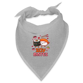 Soy Mates Valentine – Lustiger Sushi-Humor - Bandana Dreieckstuch - Grau meliert - Vorne