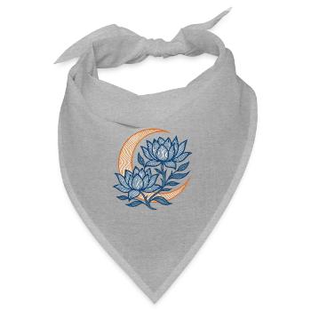 Mondbeschienene blaue Lotussichel - Bandana Dreieckstuch - Grau meliert - Vorne