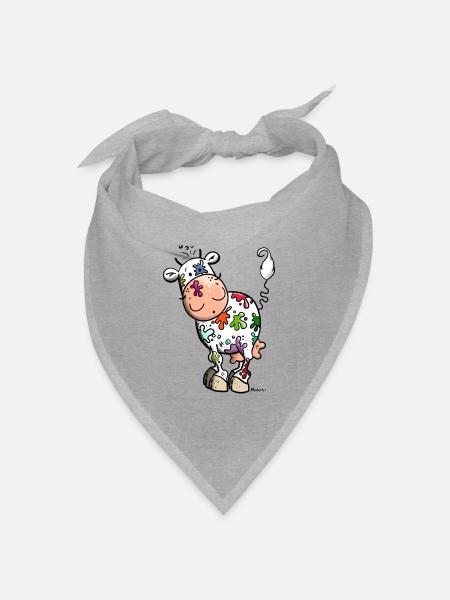 Farbklecks Kuh - Bandana Dreieckstuch - Grau meliert