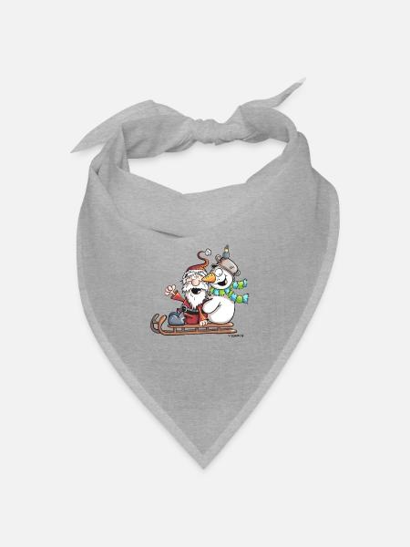 Christmas Schlittenfahrt - Weihnachtsmann - Comic - Bandana Dreieckstuch - Grau meliert