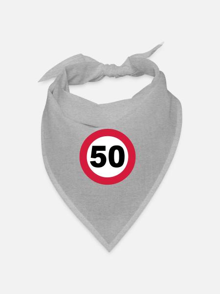 50.Geburtstag , 50 Jahre , Verkehrsschild 50 (25) - Bandana Dreieckstuch - Grau meliert