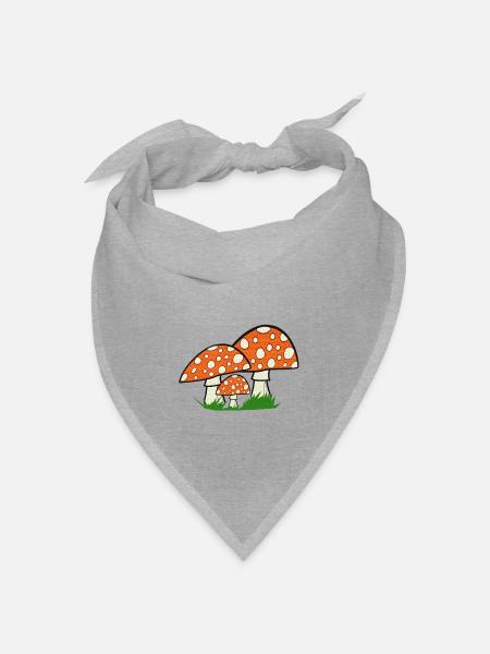 naturgrafik, Fliegenpilze, tolle Waldmotive - Bandana Dreieckstuch - Grau meliert