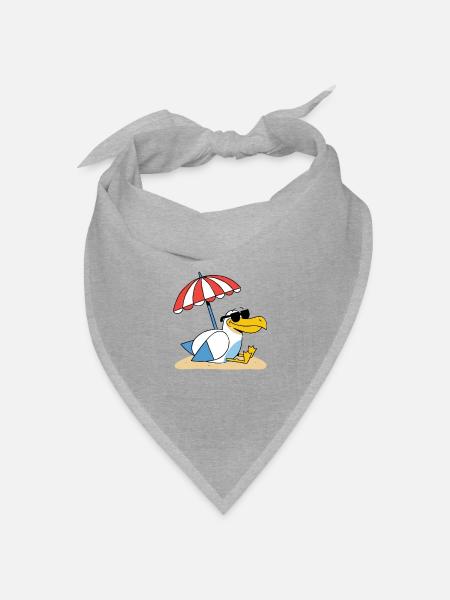 Sonniges Strand-Möwe mit Schirm - Bandana Dreieckstuch - Grau meliert
