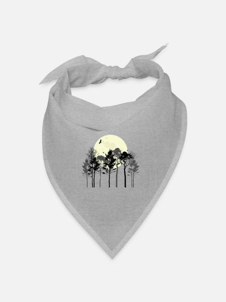 Himmlischer Wald Silhouette Design - Bandana Dreieckstuch - Grau meliert