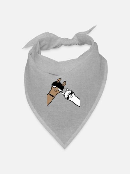 2 Coole Lamas Sonnenbrillen Lustige Nerd Freunde - Bandana Dreieckstuch - Grau meliert