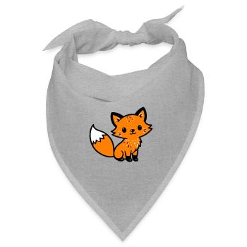 Fuchs Niedlich Comic - Bandana Dreieckstuch - Grau meliert - Vorne