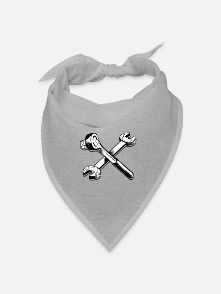 Schraubenschlüssel - Schrauber Bastler - Werkzeug - Bandana Dreieckstuch - Grau meliert