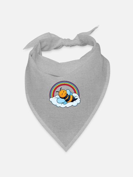 Schlafende Biene auf Wolke - Bandana Dreieckstuch - Grau meliert