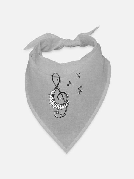 Notenschlüssel mit Klaviertasten und Musiknoten. - Bandana Dreieckstuch - Grau meliert