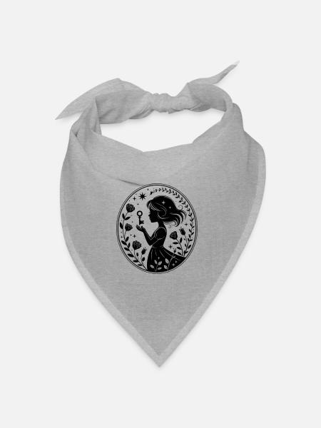 Mädchen Schlüssel Rose Geheimnisvoll Design - Bandana Dreieckstuch - Grau meliert
