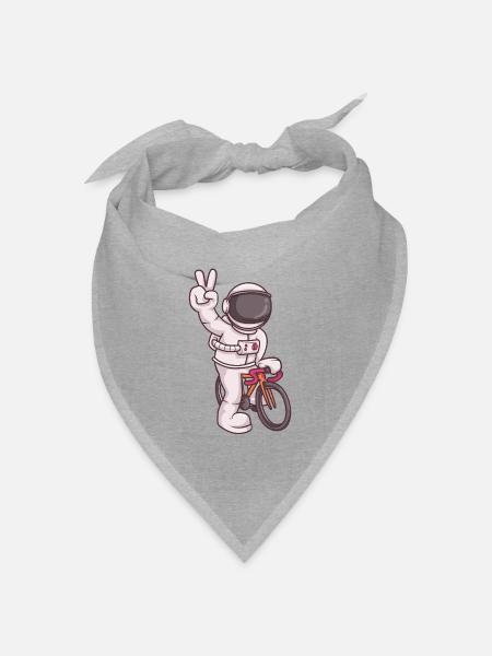 Astronaut fährt Fixie Bike – Frieden Pose Weltraum - Bandana Dreieckstuch - Grau meliert