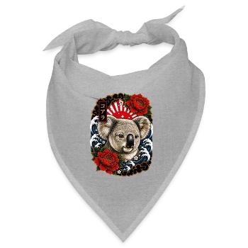 Koala im japanischen Irezumi Tattoo Stil - Bandana Dreieckstuch - Grau meliert - Vorne