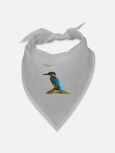 Majestätischer Eisvogel im Digital-Art Stil - Bandana Dreieckstuch - Grau meliert