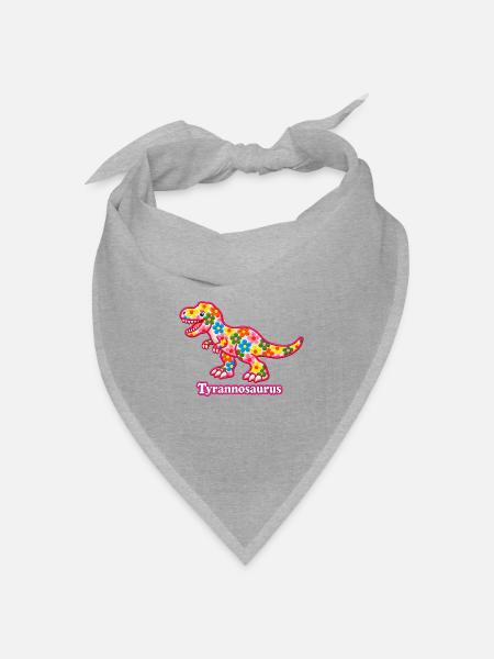Floraler Tyrannosaurus T-Rex – Pyrenäenlinien-Labor - Bandana Dreieckstuch - Grau meliert