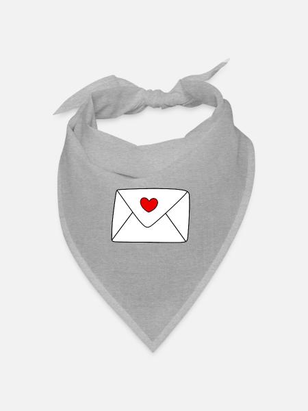 Herz Brief Liebesbrief Geschenk Valentinstag Paare - Bandana Dreieckstuch - Grau meliert
