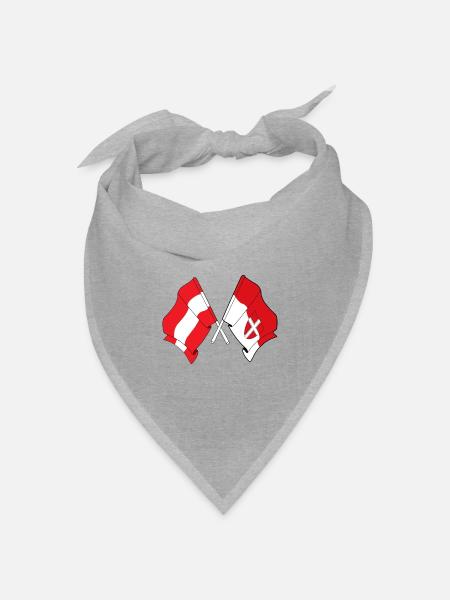 Österreich & Wien-Kreuzflaggen - Bandana Dreieckstuch - Grau meliert