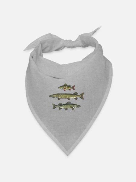 Barsch Hecht Zander Angeln Fischen - Bandana Dreieckstuch - Grau meliert