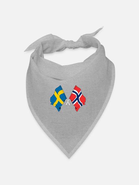 Flagge Schweden, Flagge Norwegen - Bandana Dreieckstuch - Grau meliert