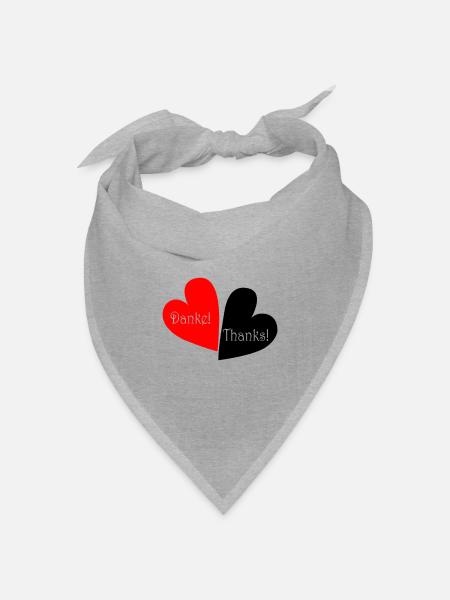 Danke Thanks Herz - Bandana Dreieckstuch - Grau meliert