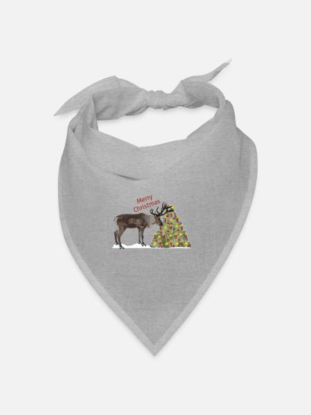 Fröhliche Weihnachen, Rainer Rentier! - Bandana Dreieckstuch - Grau meliert