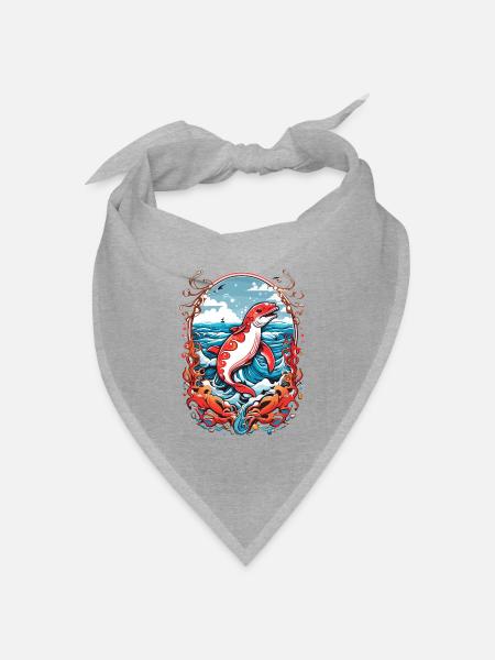 Meeresbewohner - Bandana Dreieckstuch - Grau meliert