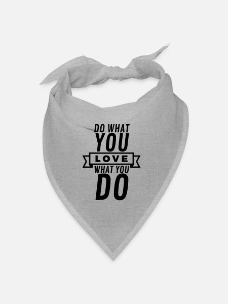 Tu, was du liebst – Motivation Banner Schwarz - Bandana Dreieckstuch - Grau meliert