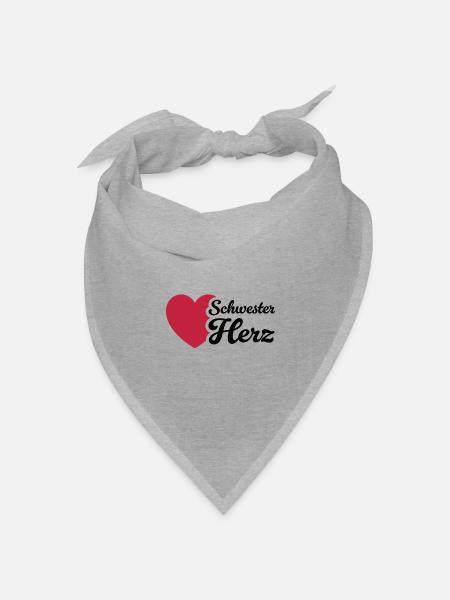 Herz Schwester Design mit Liebe - Bandana Dreieckstuch - Grau meliert