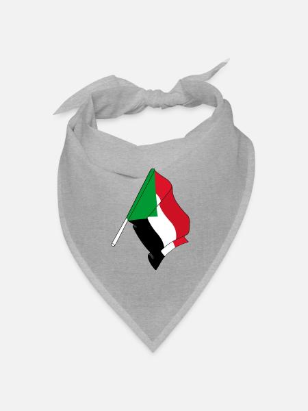 Flagge Sudan - Bandana Dreieckstuch - Grau meliert
