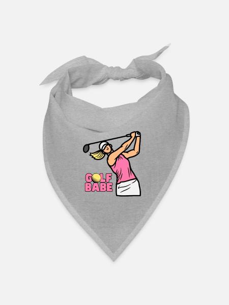 Süßes Golf Babe T-Shirt für Frauen, Golfkleidung - Bandana Dreieckstuch - Grau meliert