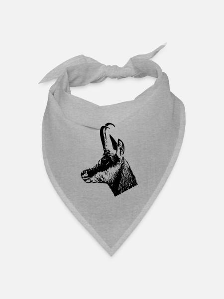 Gamsportrait - Bandana Dreieckstuch - Grau meliert