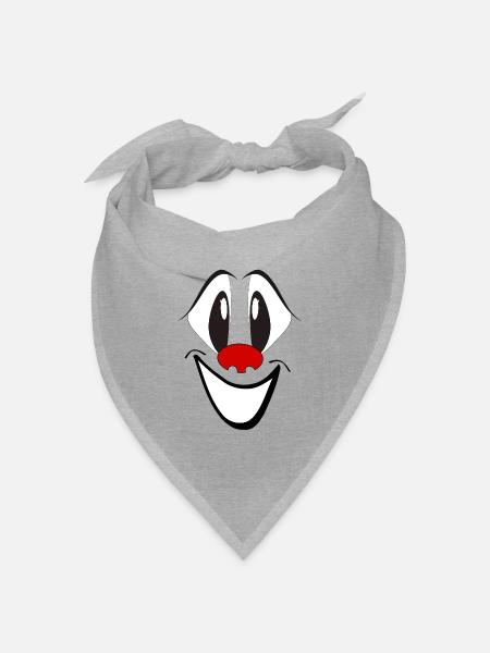 Lachendes Cartoon Gesicht mit roter Nase - Bandana Dreieckstuch - Grau meliert