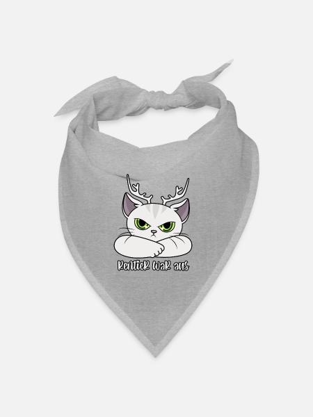 Rentier war aus Katze Weihnachten Lustige Sprüche - Bandana Dreieckstuch - Grau meliert