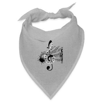 Notenschlüssel aus Klaviertasten - Bandana Dreieckstuch - Grau meliert - Vorne