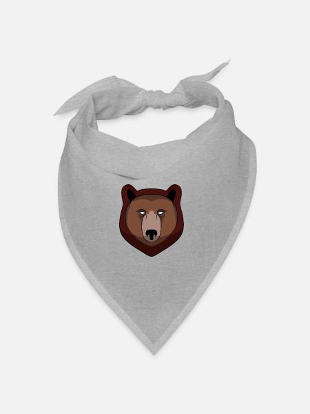 Bärenkopf Design - Bandana Dreieckstuch - Grau meliert