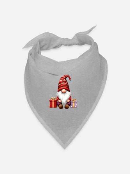 Weihnachtswichtel Mit Lichterkette Und Päckchen - Bandana Dreieckstuch - Grau meliert